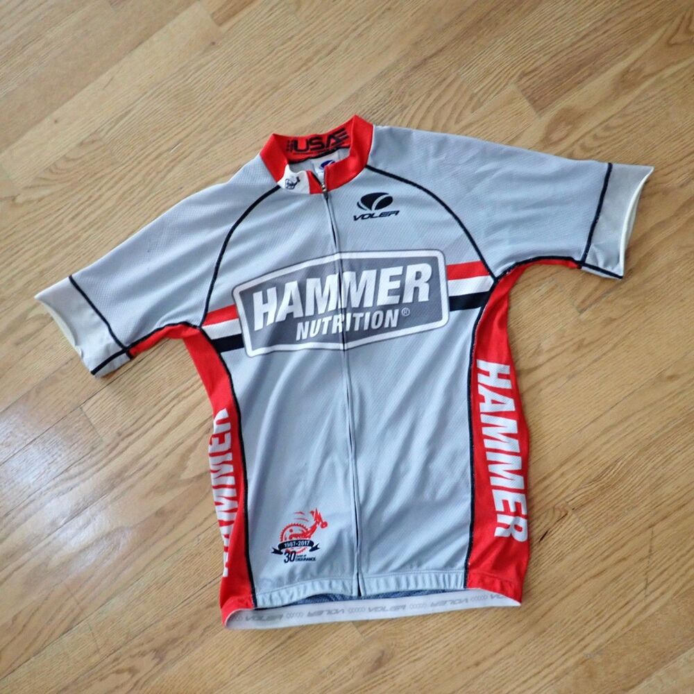 Voler Cycling / Biking Jersey Shirt Men Medium Full Zip Pockets Hammer Nutrition
